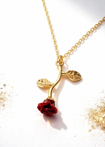 Falling Rose Pendant Necklace