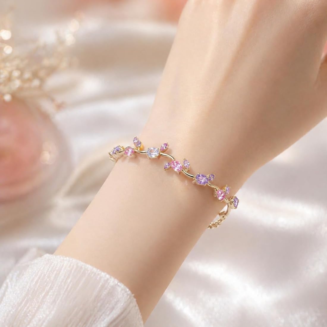 Pink Crystal Vine Bracelet