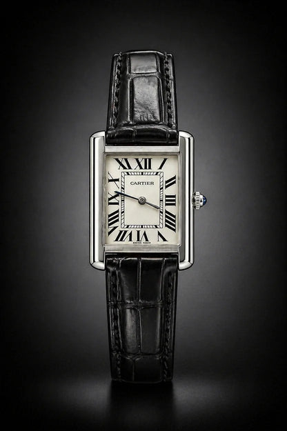 Luxury Tank Style Leather Strap Watch