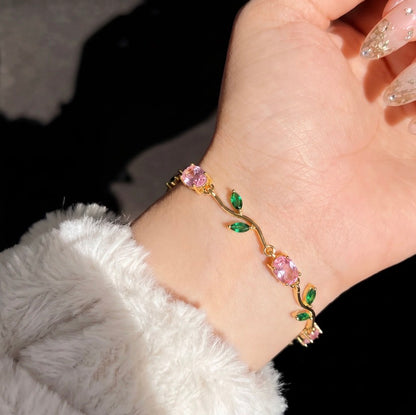 Pink Crystal Vine Bracelet
