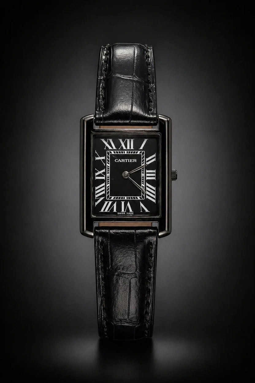 Luxury Tank Style Leather Strap Watch