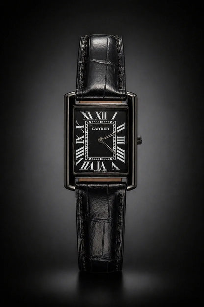 Luxury Tank Style Leather Strap Watch