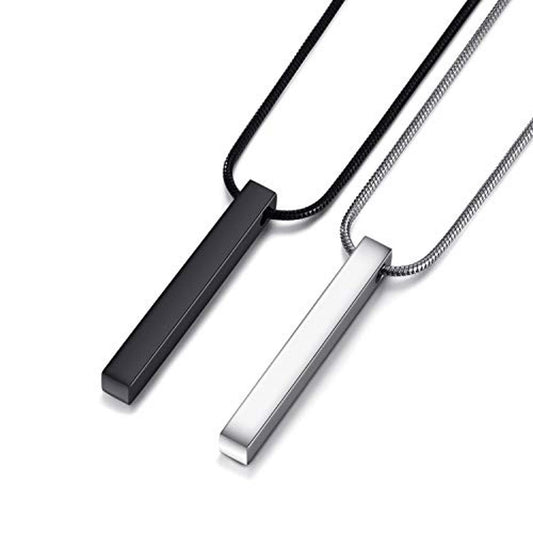 Stainless Steel Black Vertical Bar Necklace/Locket/Chain for Men/Boys