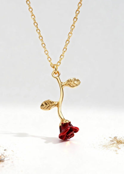 Falling Rose Pendant Necklace