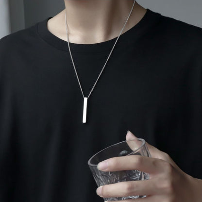 Stainless Steel Black Vertical Bar Necklace/Locket/Chain for Men/Boys